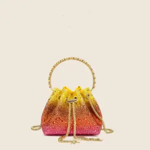 Rhinestone Crystal Evening Clutch — Shiny Bucket Bag, Women's