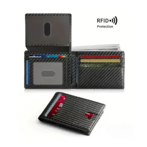 Men's Ultra-Thin RFID Wallet — Carbon Fiber, ID Window