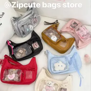 Transparent Ita Shoulder Bag — Y2K Harajuku, Women's