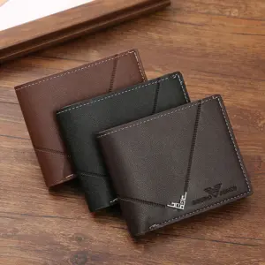 Lychee Texture Leather Card Clip Wallet — Men's Compact