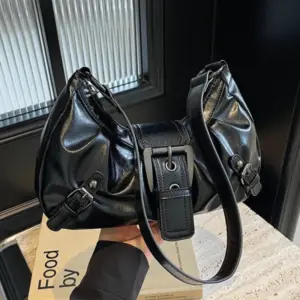 Y2K Pleated Hobo Bag — Retro Underarm Clutch, Maillard Colors