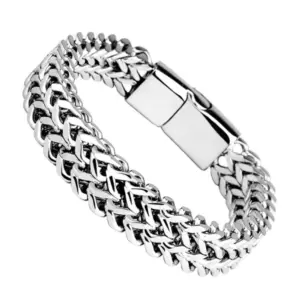 Magnetic Buckle Fish Scale Bracelet — Stainless Steel Braided