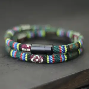 Hand-Woven Leather Rope Bracelet — Ethnic Style, Men's