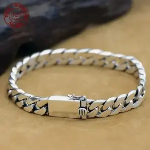 925 Sterling Silver Punk Bracelet — 8mm, with Certificate