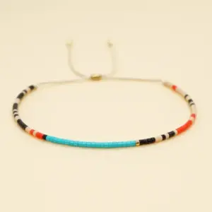 Turquoise Miyuki Bead Bracelet — Bohemian Tube Beads, Summer