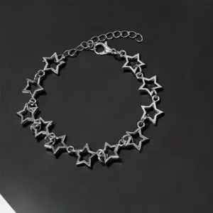 Enamel Heart Charm Bracelet — Black & White, Hollow Heart Links