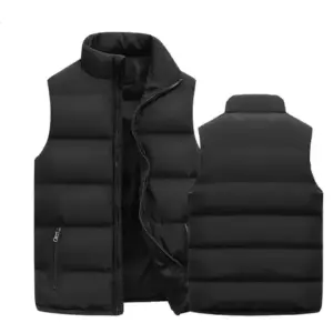 Men's Sleeveless Vest Jacket — Waterproof, Stand Collar, Winter