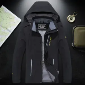 Men's Waterproof Hiking Jacket — Large Size, Windbreaker