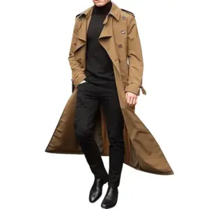 Epaulet Trench Coat — Men's Thin Overlong Streetwear Jacket