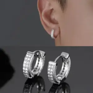 Hip Hop Zircon Stud Earrings — Sparkling Round, Hypoallergenic
