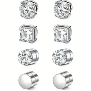 Magnetic Clip-On Stud Earrings — Crystal, Non-Piercing, Unisex