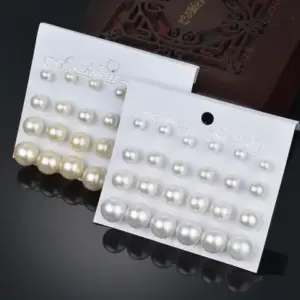 Pearl Earrings 12-Pair Set — Bohemian Geometric Studs