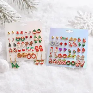 Christmas Earrings 20-Pair Set — Studs & Dangles Mix, Holiday