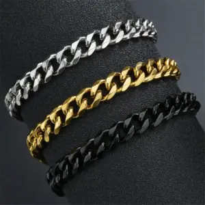 Stainless Steel Cuban Chain Bracelet — Hip Hop Couple, Unisex
