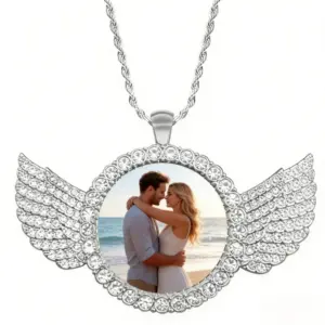 Angel Wing Photo Pendant Necklace — Personalized, Gift