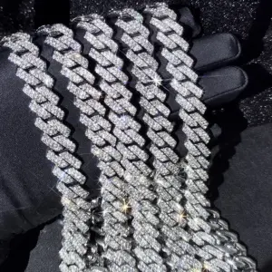 14mm Iced Out Cuban Link Necklace — 2-Row Rhinestone Pave