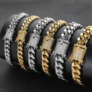 18K Gold Plated Cuban Link Bracelet — Iced CZ, Hip Hop