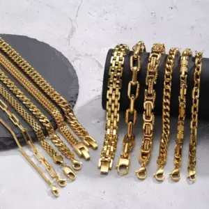 Gold Tone Cuban Chain Bracelet — Chunky Hip Hop, Men's