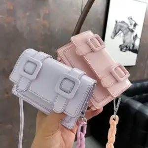 Mini Leather Messenger Bag — Candy Color, Women's Shoulder Purse