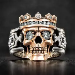Crown Skull Ring — Double Tone, Gothic Punk, Men's