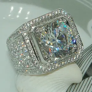 Hip Hop Square CZ Ring — Iced Out Bling, Pave Setting