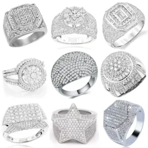 Hip Hop CZ Ring — Iced Out Bling, Copper, Geometric Design