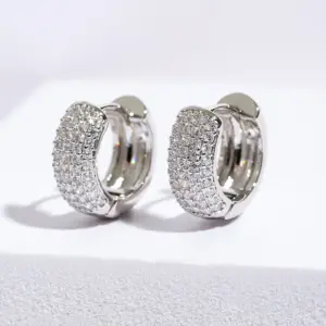 Zirconia Huggie Hoop Earrings — Pave, Unisex, Bridal