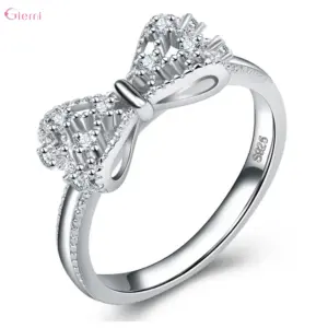 925 Sterling Silver Bowknot CZ Ring — Women's Wedding Band