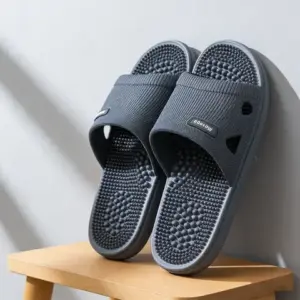 Non-Slip PVC Bathroom Slippers — Massage Sole, Men's, Summer