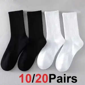 Pure Cotton Men's High Socks — Breathable, Multi-Pack