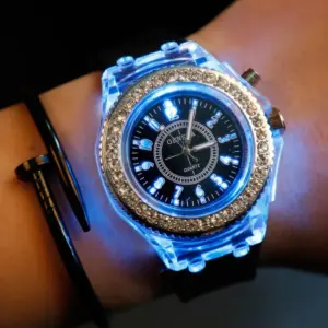 Luminous LED Silicone Watch — Rhinestone Flash, Kids & Adults