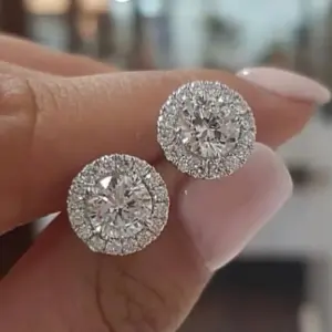 White Zirconia Round Stud Earrings — Silver-Tone, Women's