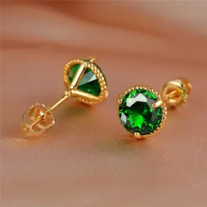 Multicolor Zirconia Screw-Back Stud Earrings — Women's