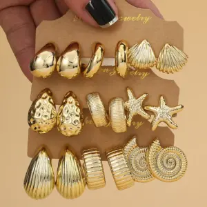 Starfish & Seashell Earrings Set — Women's