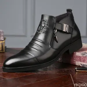 Zip Leather Ankle Boots — British Style, Men's