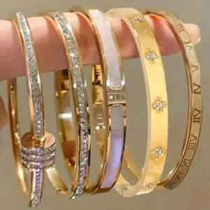 Zirconia Stackable Bangle Set — Stainless Steel, Women's