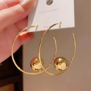 Oversized C-Shape Hoop Earrings — Gold-Tone, Women's