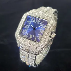 Iced-Out Diamond Wristwatch — Silver-Tone, Men's