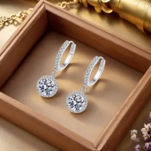 1 Carat Moissanite Round Stud Earrings — 925 Sterling Silver