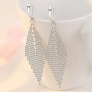 Tassel Bead Drop Earrings — 925 Sterling Silver, Women's