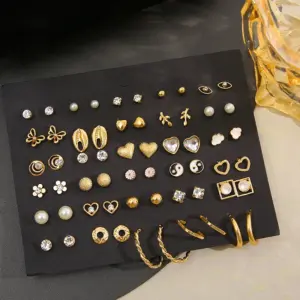 Butterfly & Heart Pearl Stud Earring Set — Women's