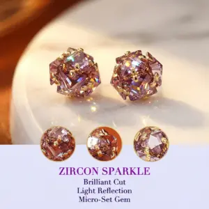 Purple Zirconia Hydrangea Stud Earrings — Women's