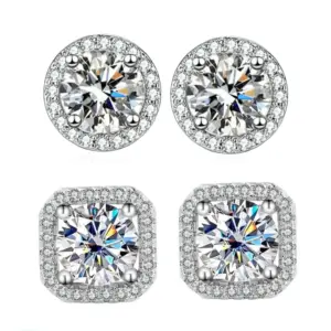 Moissanite Square Stud Earrings — Women's