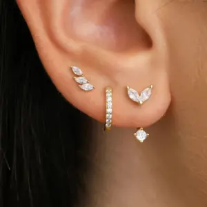 Zirconia Huggie Hoop Earrings Set — Women's