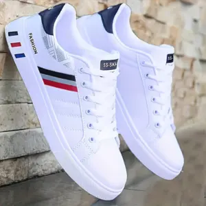 White Skateboarding Sneakers — Lightweight, Unisex