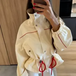 Drawstring Short Jacket — Single-Breasted, Women's