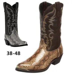 Handmade Snake Pattern Cowboy Boots — Men's