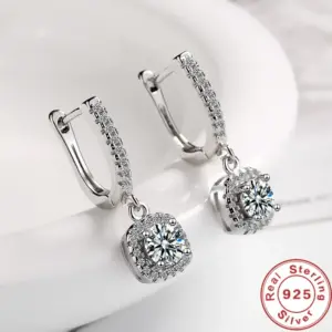 2CT Moissanite Huggie Hoops — Lab-Created Diamond, 925 Silver, Women's