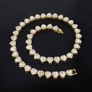 Heart Rhinestone Tennis Chain — Hip Hop, Unisex