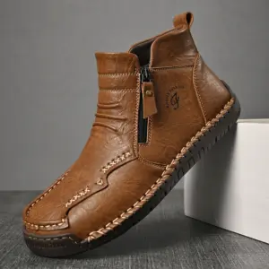 Handmade Leather Ankle Boots — Zip, Men's